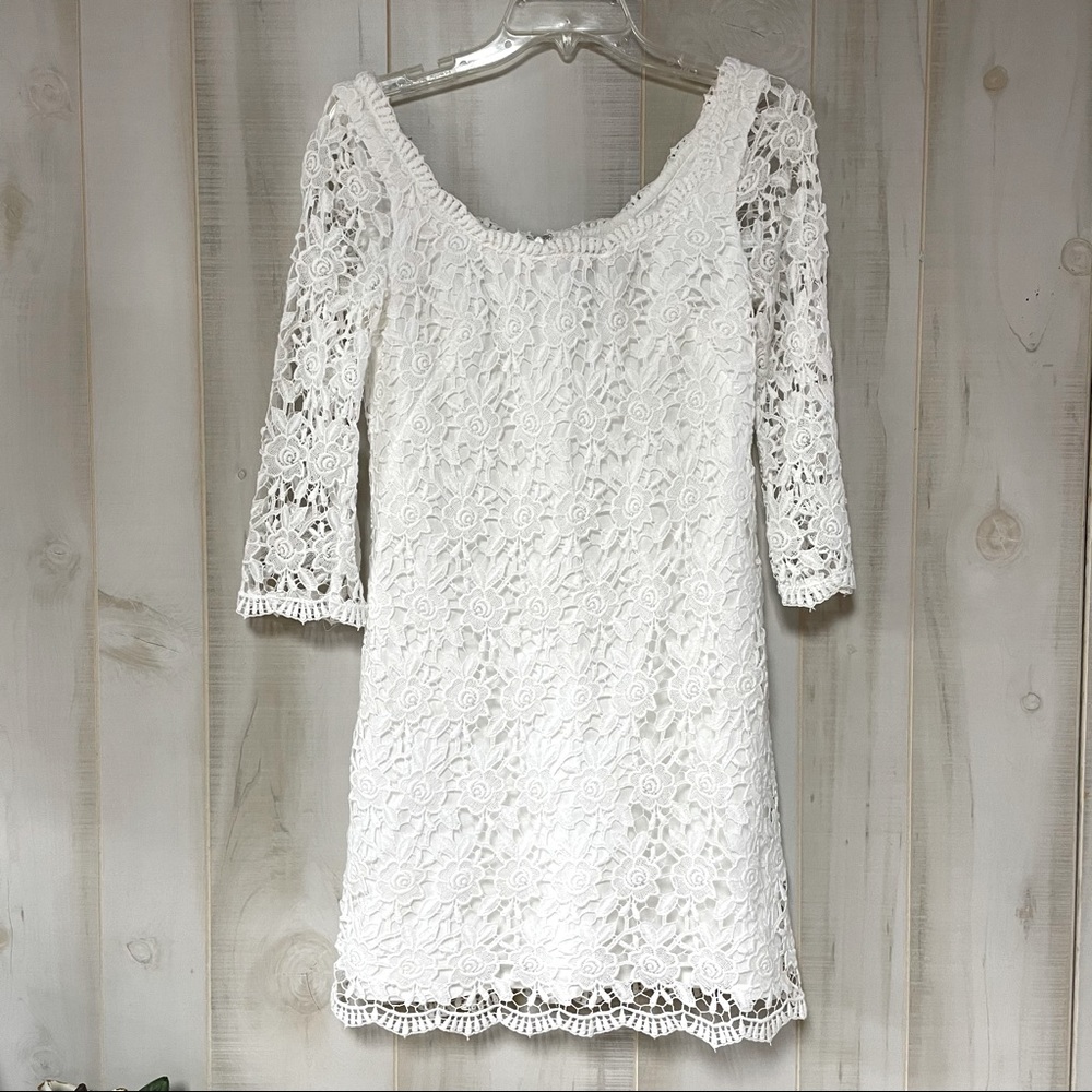 White House Black Market White Lace Crochet Dress - Picture 3 of 9